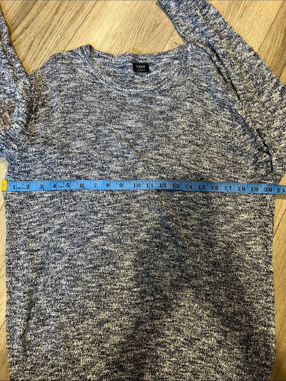 J. Crew Men's Marled Navy and White Crewneck Sweater